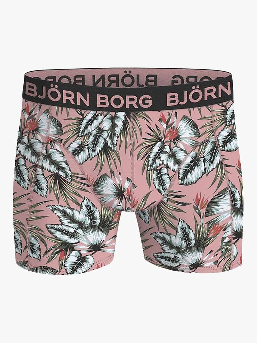 Buy Björn Borg Cotton Stretch Leaf Print Boxers, Pack of 3, Pink/Multi Online at johnlewis.com