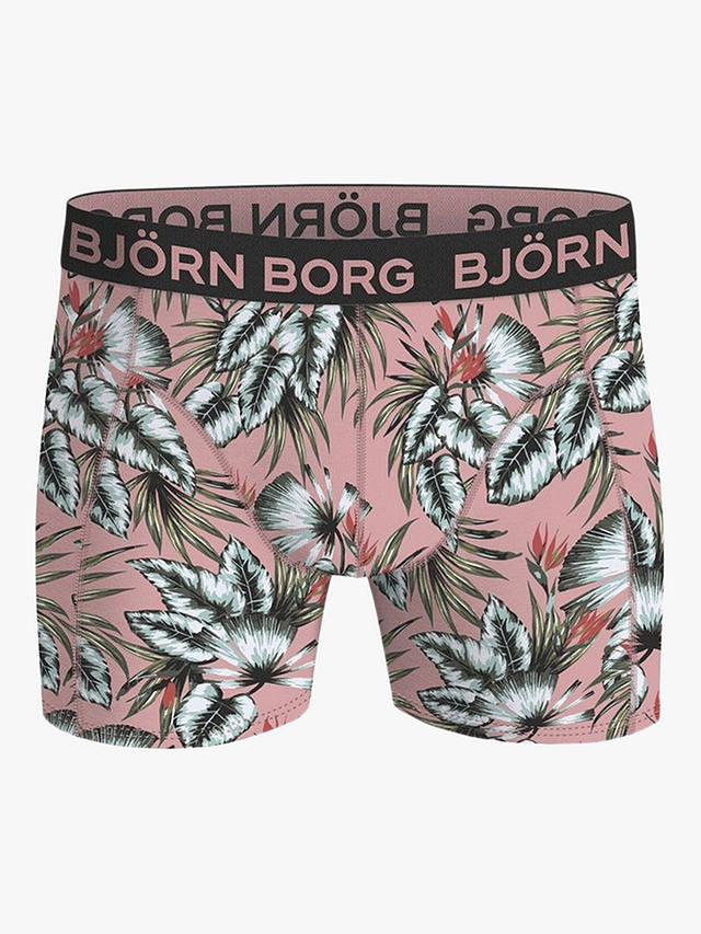 Björn Borg Cotton Stretch Leaf Print Boxers, Pack of 3, Pink/Multi