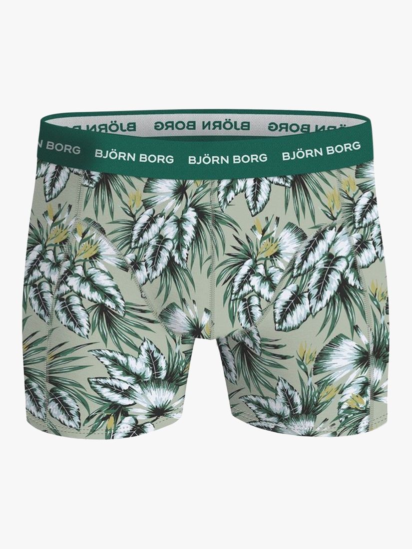 Björn Borg Cotton Stretch Leaf Print Boxers, Pack of 3, Green/Multi, XL