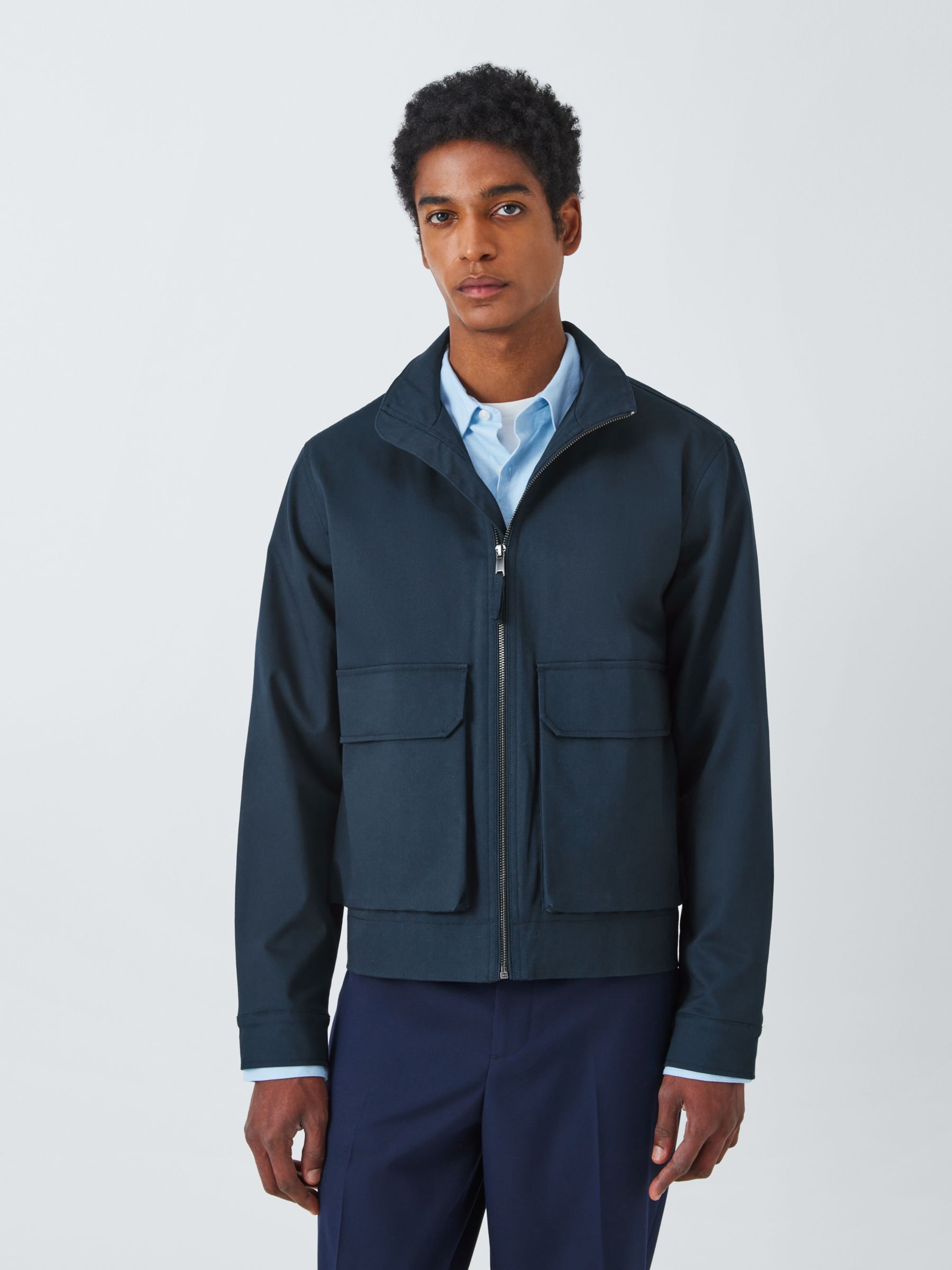 Kin Tailored Cotton Jacket, Navy, M