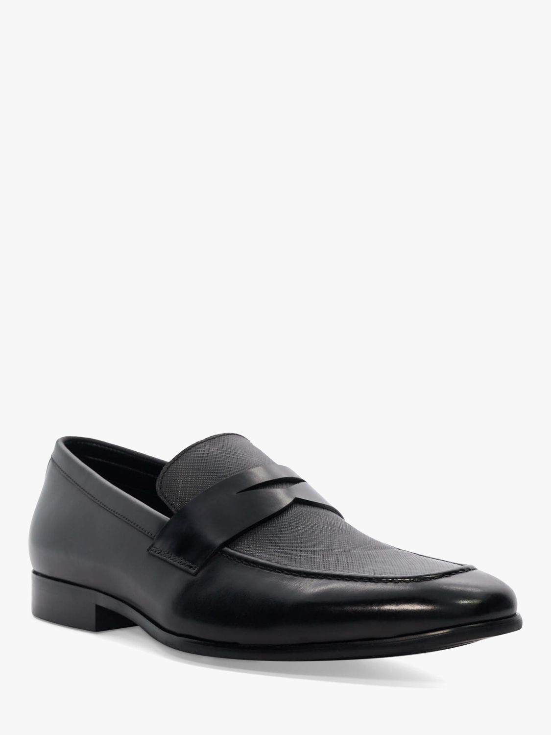 Dune Silvester Saffiano Leather Dress Loafers, Black at John Lewis ...