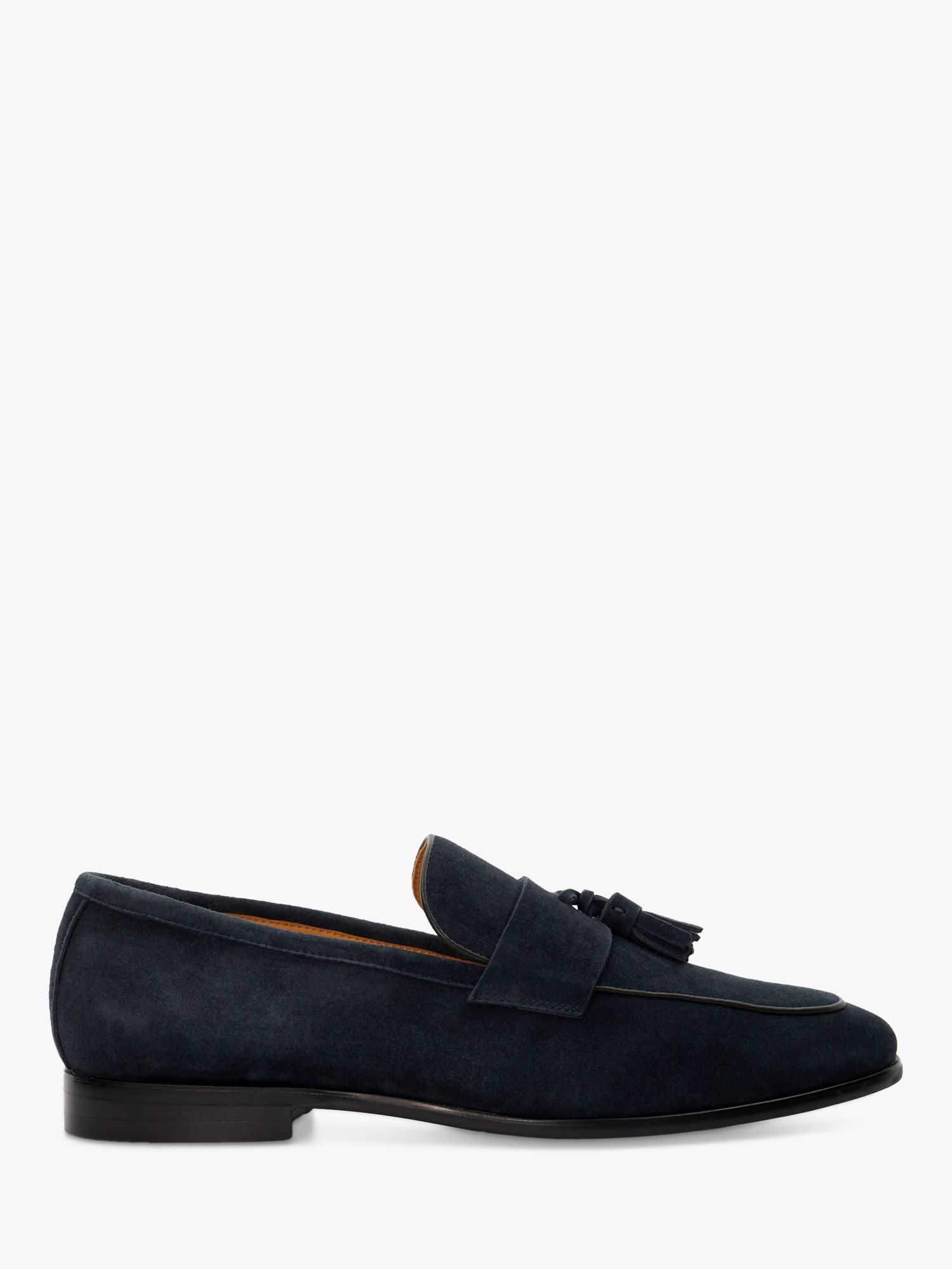 Dune Saxxton Suede Tassle Loafers, Navy at John Lewis & Partners