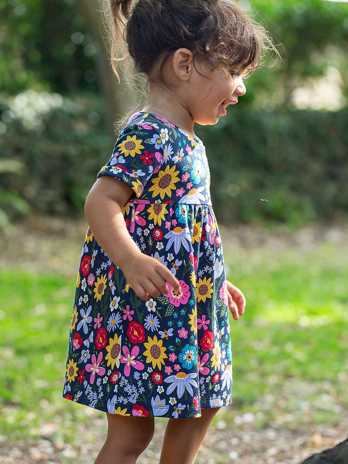 Buy Frugi Baby Tallie Organic Cotton Floral Print Dress, Indigo Pollinators Online at johnlewis.com