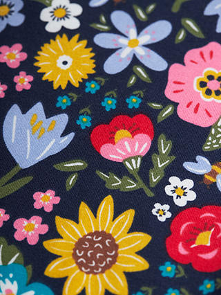 Frugi Baby Tallie Organic Cotton Floral Print Dress, Indigo Pollinators