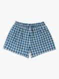 Frugi Kids' Catarina Check Organic Cotton Shorts, Deep Sea