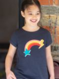 Frugi Kids' Lizzie Organic Cotton Rainbow Applique Top, Indigo