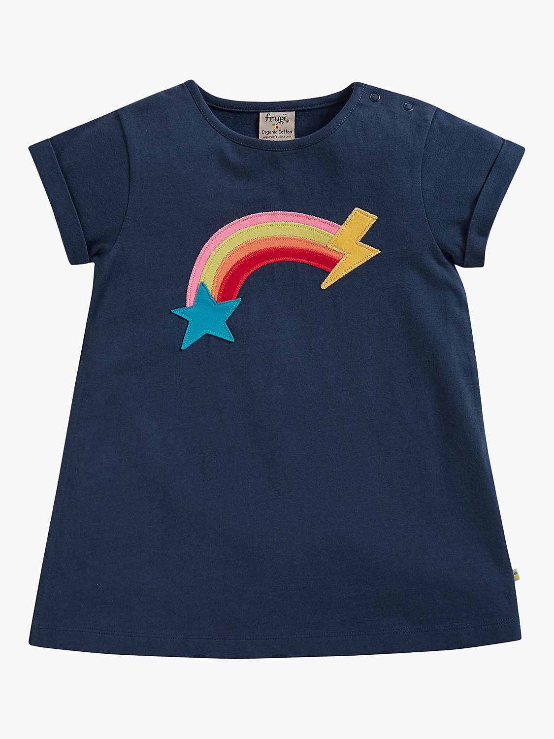 Buy Frugi Kids' Lizzie Organic Cotton Rainbow Applique Top, Indigo Online at johnlewis.com