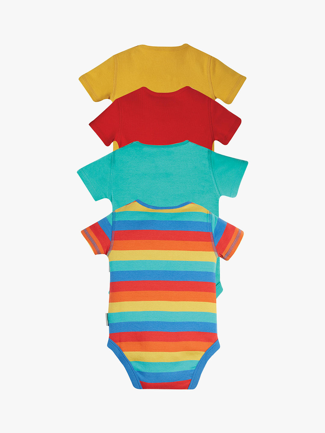 Frugi Baby Over The Rainbow Organic Cotton Bodysuits, Pack of 4, Multi