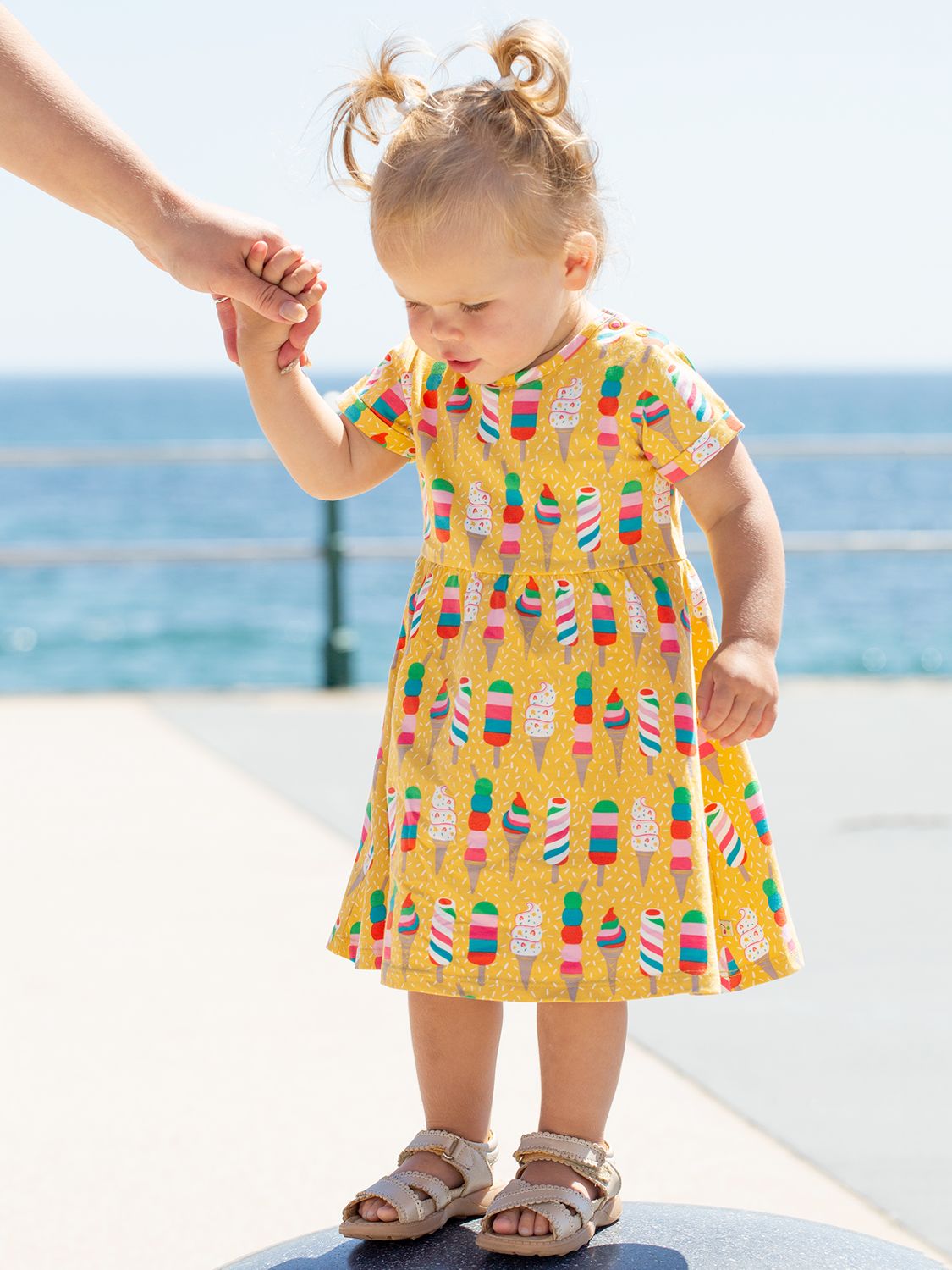 Frugi Baby Dara Organic Cotton Blend Body Print Dress, Rainbow Sprinkles, 6-12 months