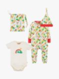 Frugi Baby Happy Days Organic Cotton Sleepsuit, Bodysuit & Hat Gift Set, Multi