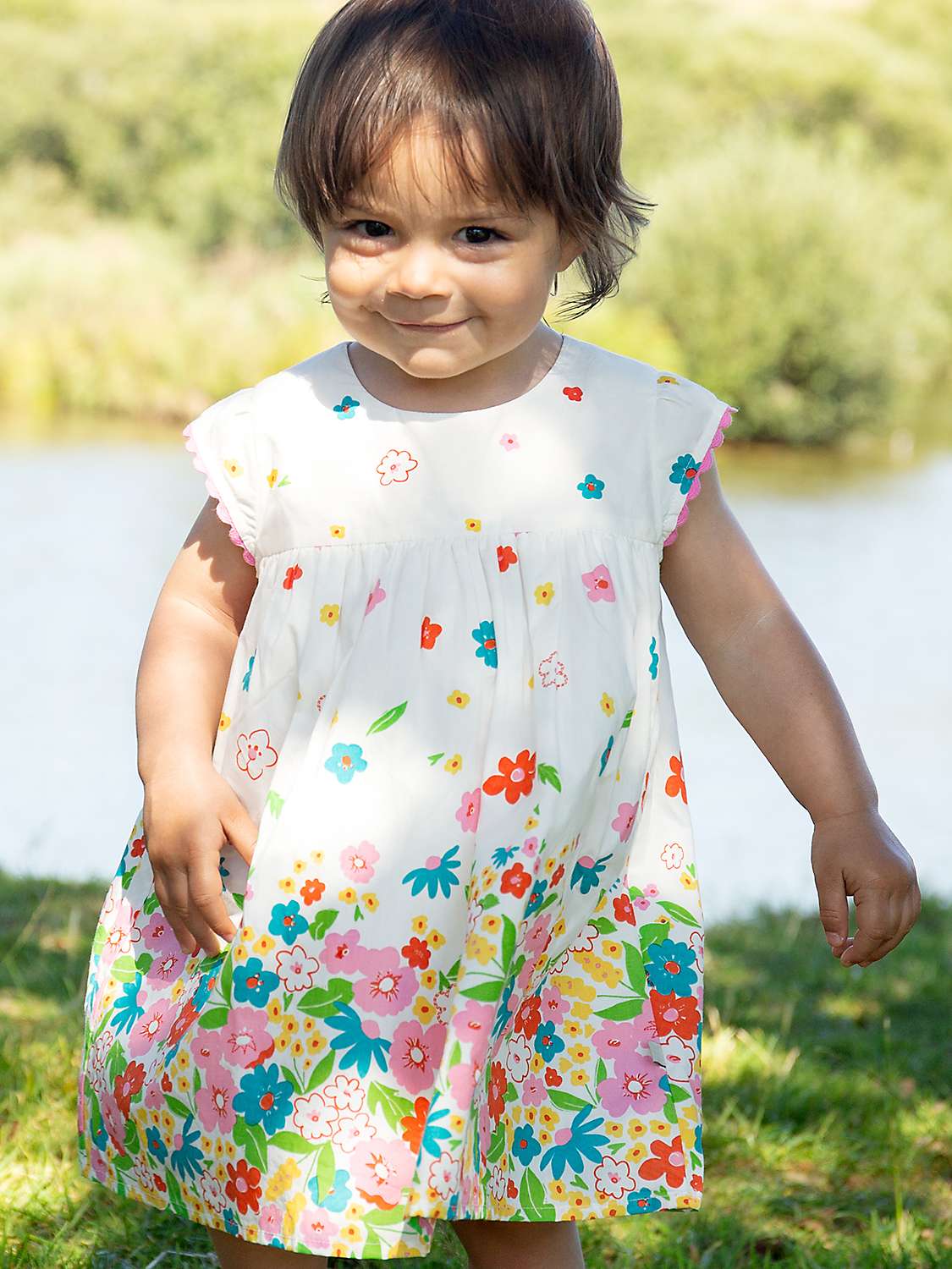 Buy Frugi Baby Elowen Organic Cotton Floral Print Dress, Soft White Online at johnlewis.com