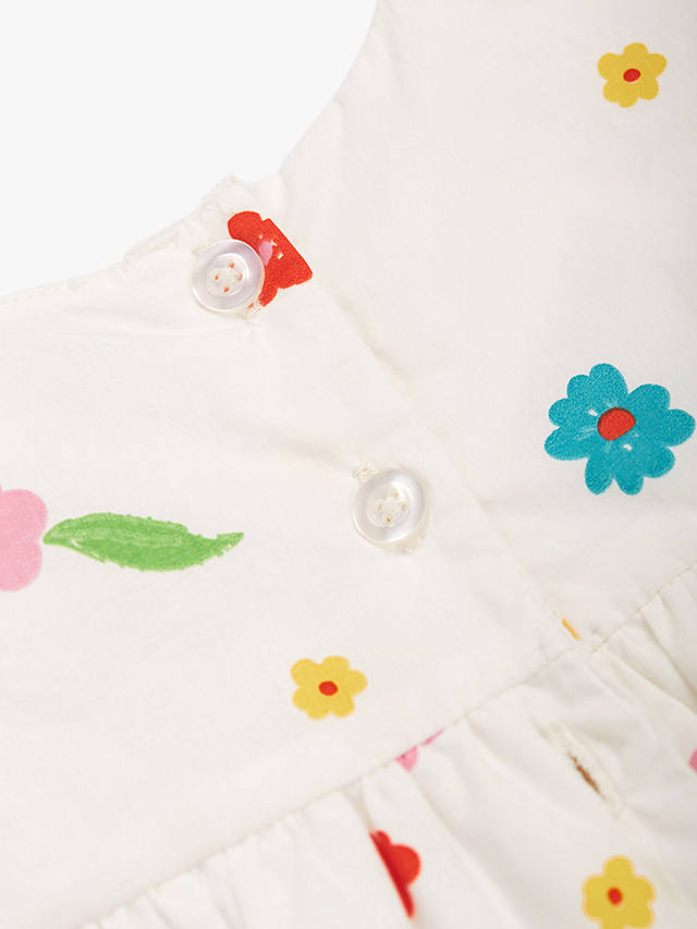 Frugi Baby Elowen Organic Cotton Floral Print Dress, Soft White