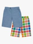 Frugi Kids' Rhys Reversible Organic Cotton Shorts, Rainbow/Chambray, Rainbow/Chambray