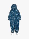 Frugi Baby Puffin Puddle Buster All-in-One Waterproof Suit, Blue/Multi