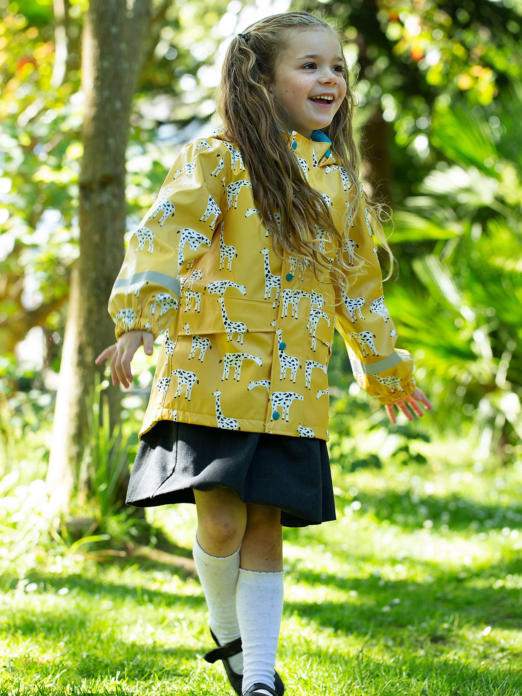 Buy Frugi Kids' Puddle Buster Waterproof Coat, Bumblebee Giraffe Online at johnlewis.com