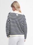 Barbour Sandgate Stripe Cotton Cardigan, Navy/White