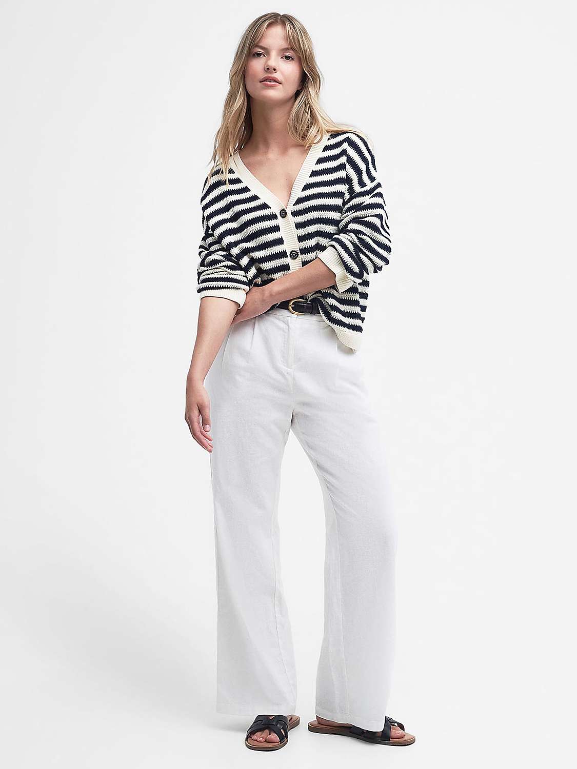 Buy Barbour Sandgate Stripe Cotton Cardigan, Navy/White Online at johnlewis.com