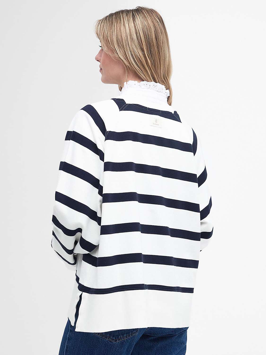 Buy Barbour Longfield Stripe Sweatshirt, Cloud/Navy Online at johnlewis.com