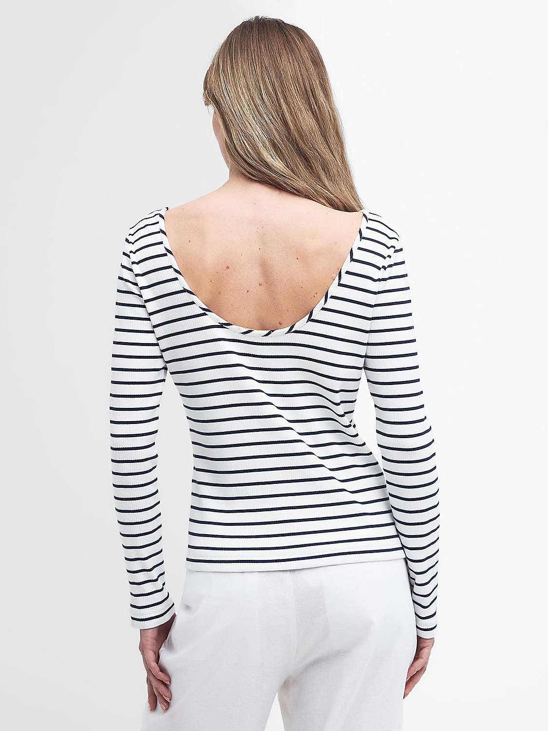 Buy Barbour Langton Stripe Long Sleeve T-Shirt, Cloud/Multi Online at johnlewis.com