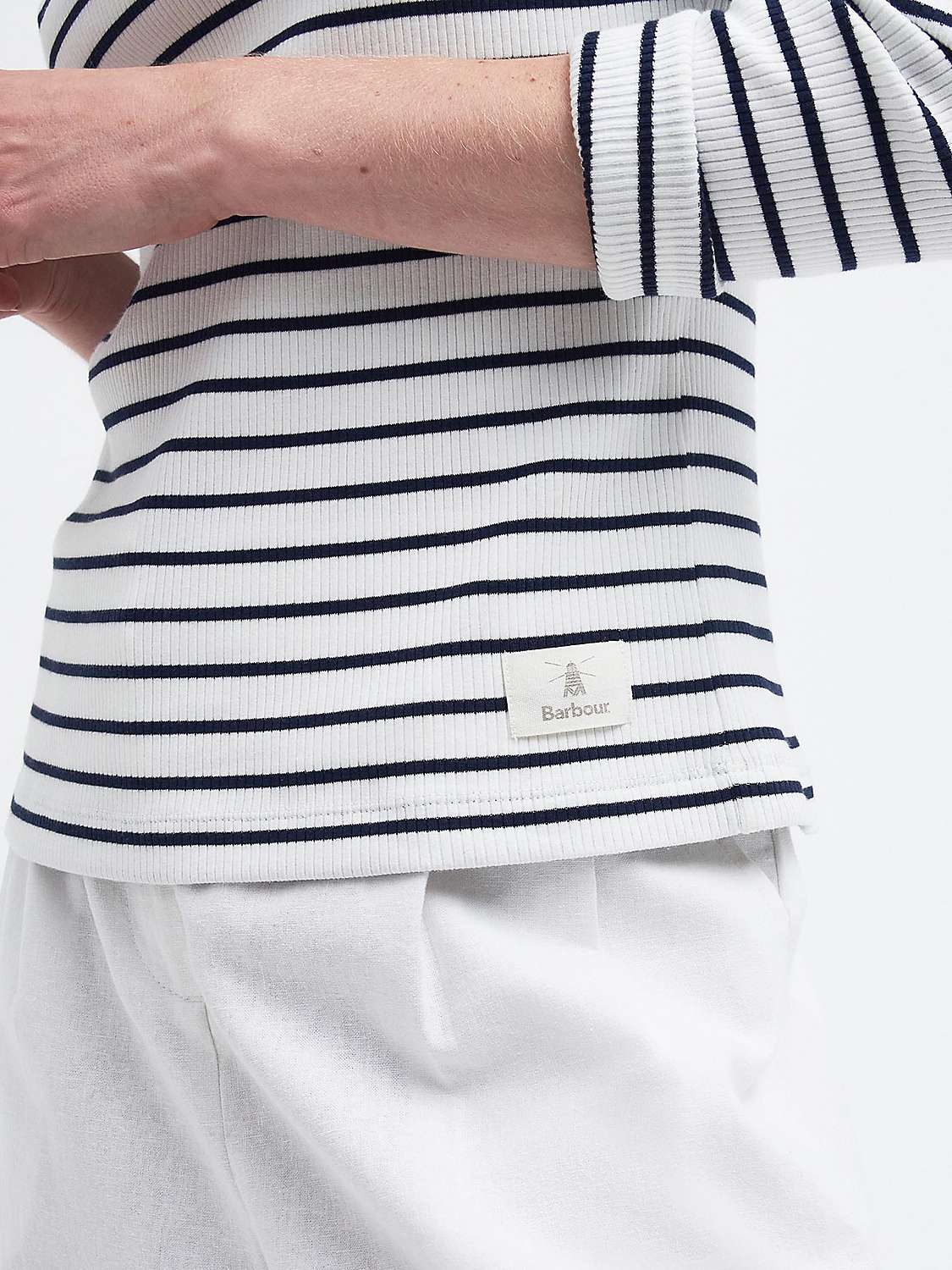 Buy Barbour Langton Stripe Long Sleeve T-Shirt, Cloud/Multi Online at johnlewis.com