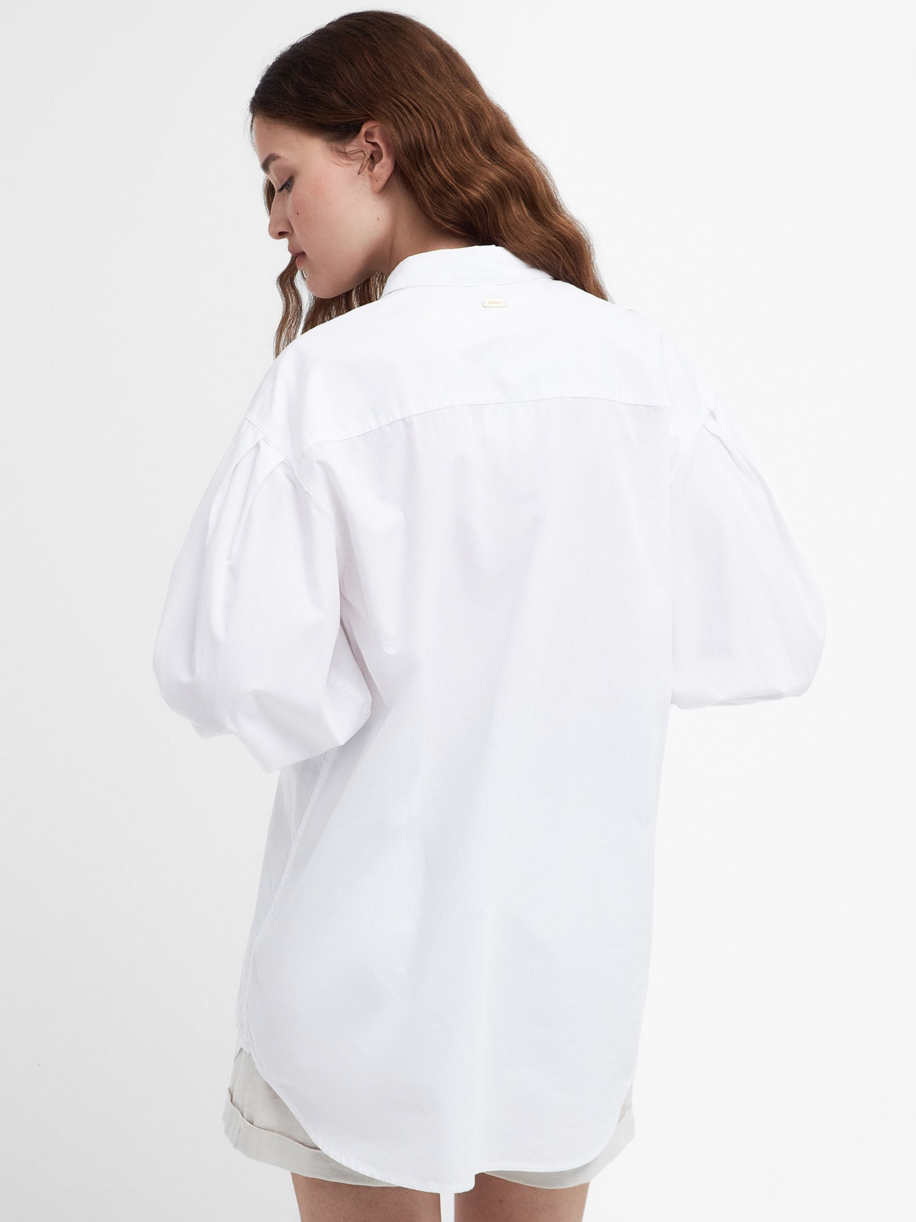 Barbour Catherine Oversized Cotton Shirt, White at John Lewis & Partners