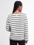 Barbour Caroline Stripe Button Shoulder Sweatshirt, Antique White/Multi, Antique White/Multi