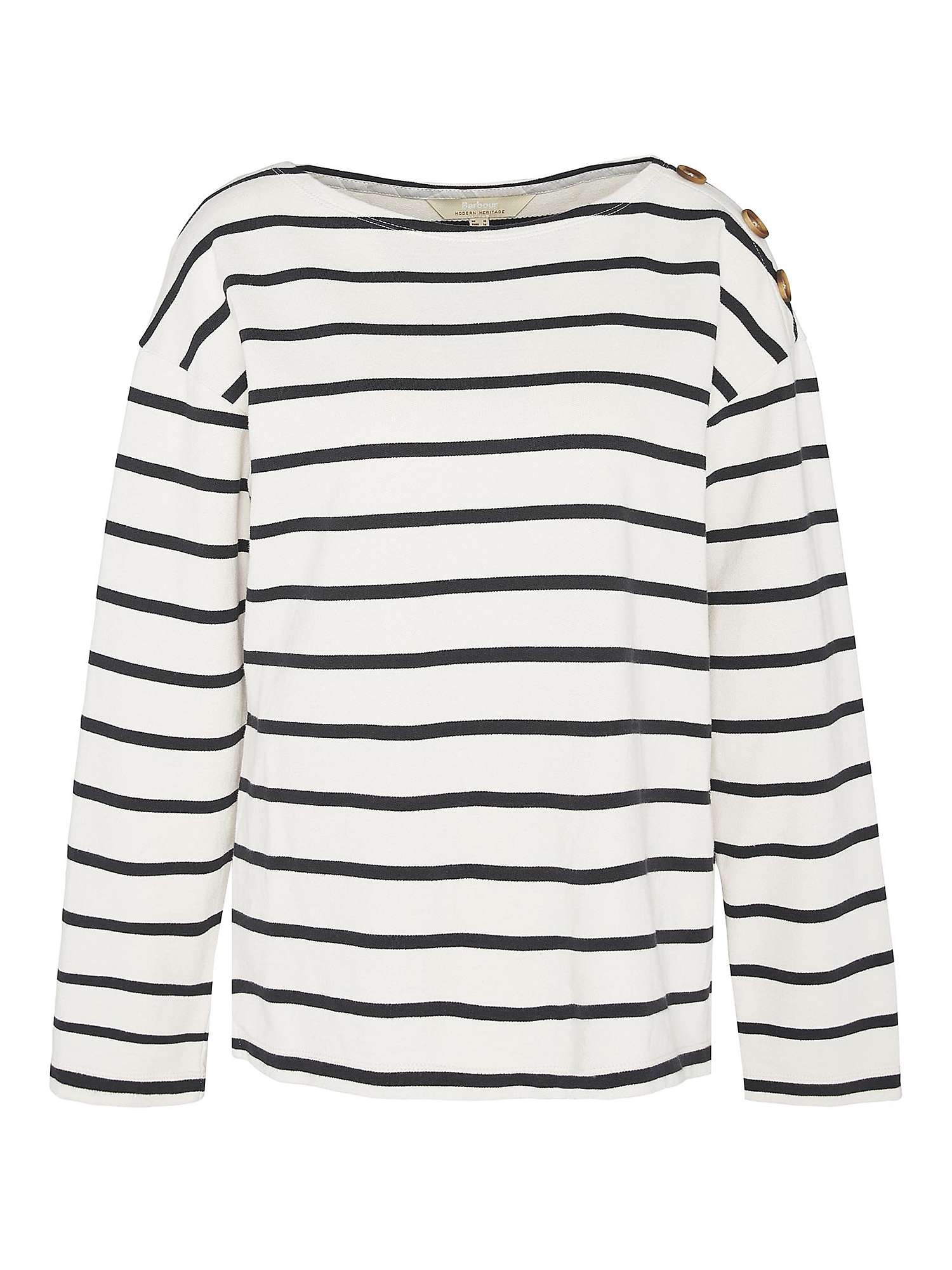 Buy Barbour Caroline Stripe Button Shoulder Sweatshirt, Antique White/Multi Online at johnlewis.com