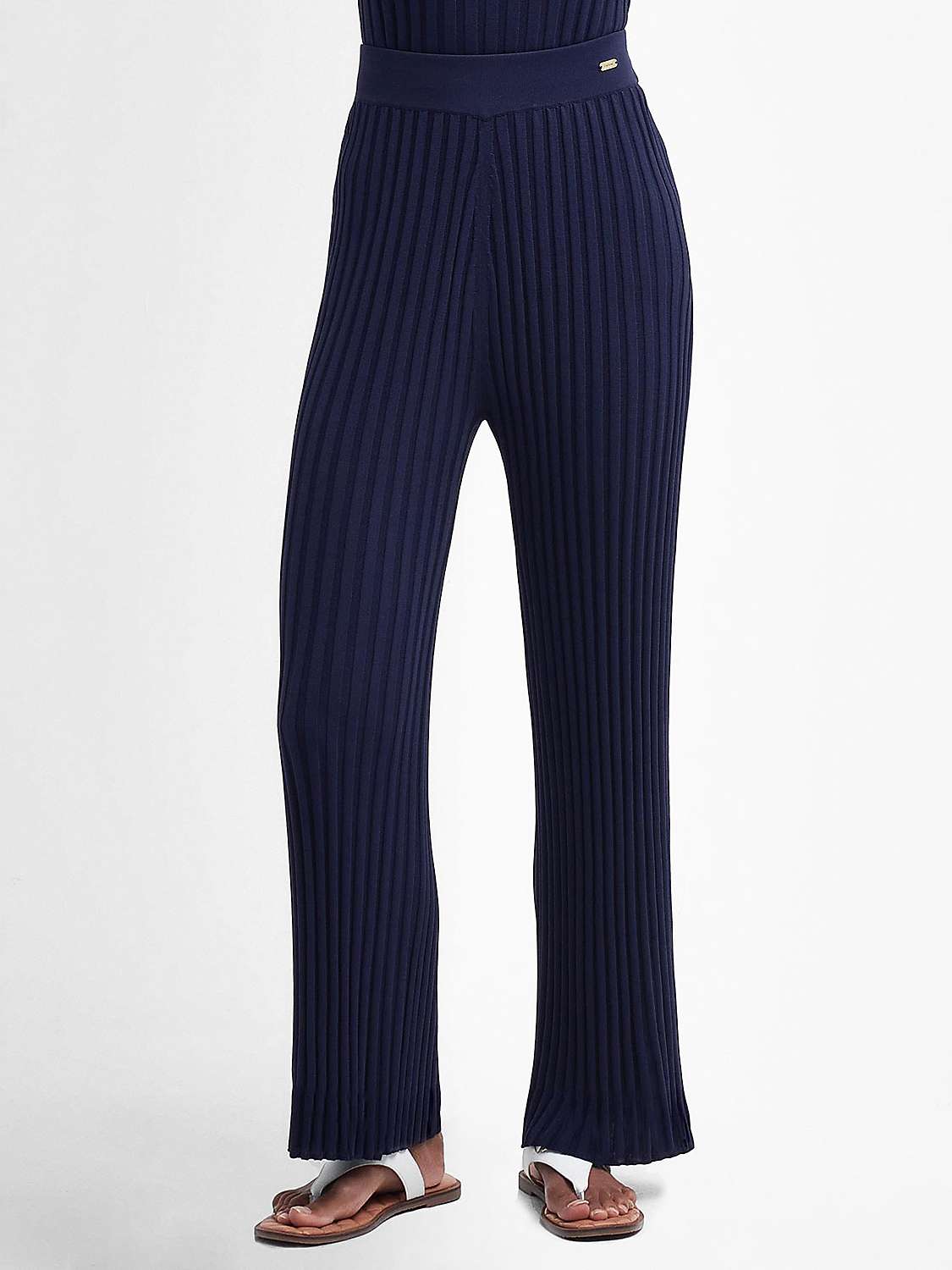 Buy Barbour Julia Wide Leg Knit Trousers, Navy Online at johnlewis.com