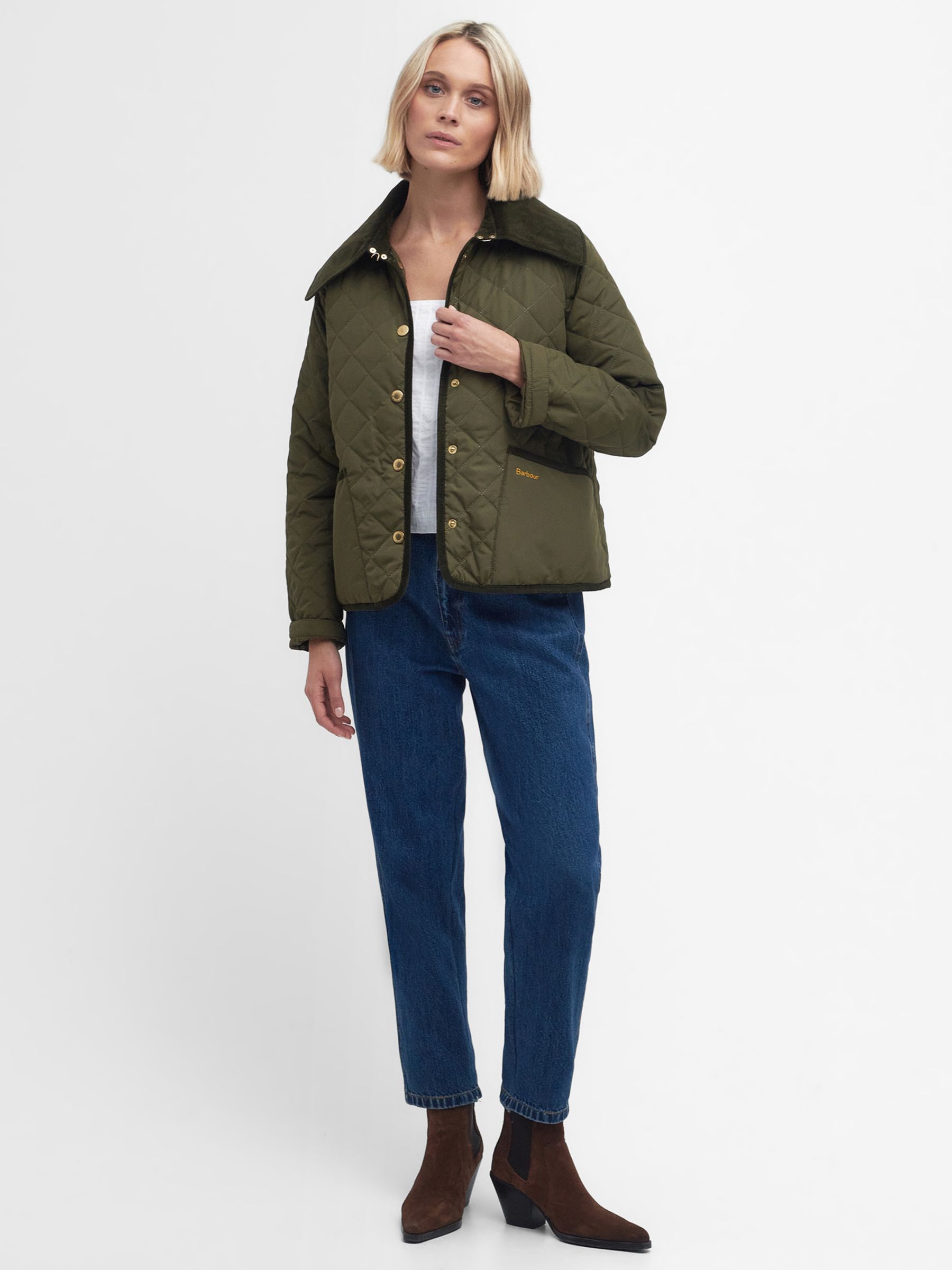 Barbour Gosford Quilted Jacket, Army Green at John Lewis & Partners