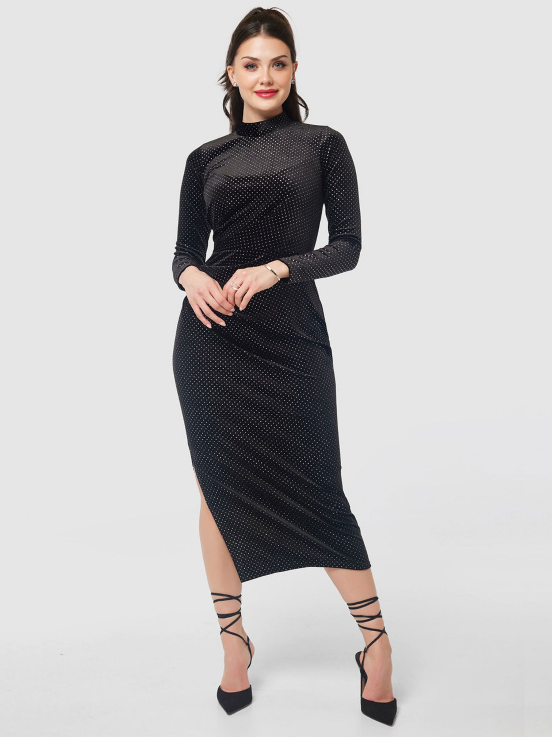 Black and White Dress with Black Turtleneck and Black Tights — bows &  sequins