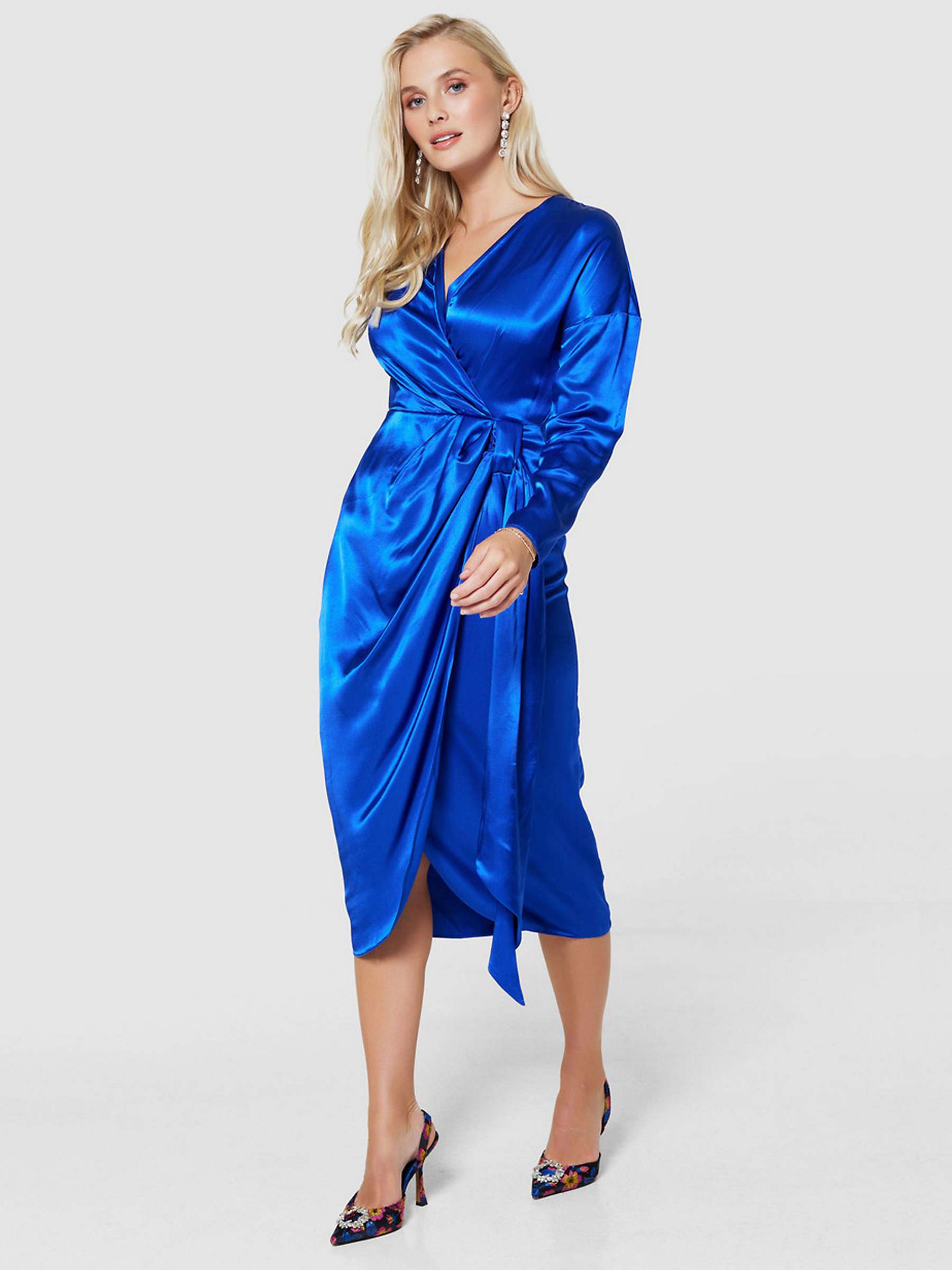 Buy Closet London Satin Wrap Dress, Royal Blue Online at johnlewis.com