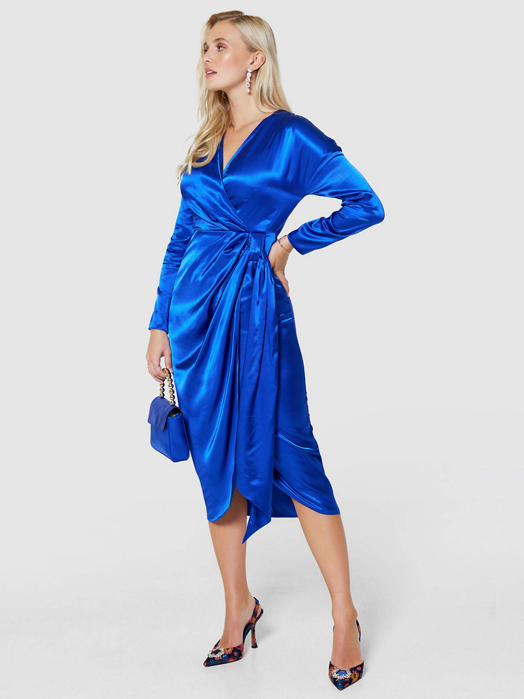 Buy Closet London Satin Wrap Dress, Royal Blue Online at johnlewis.com