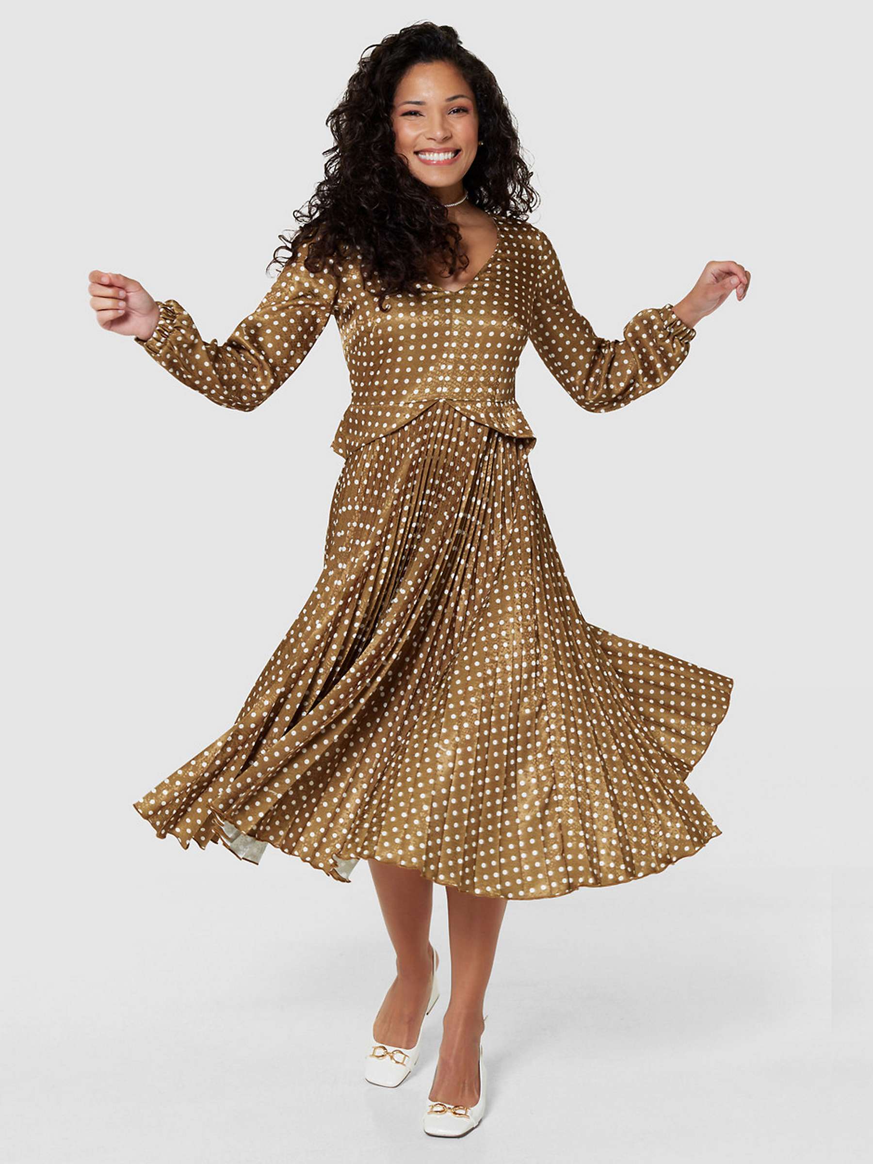 Buy Closet London Jacquard Polka Dot Midi Dress, Olive Online at johnlewis.com
