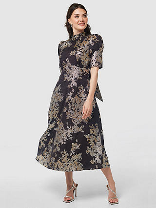 Closet London Jacquard A-Line Dress, Black
