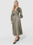 Closet London Satin Wrap Dress, Olive