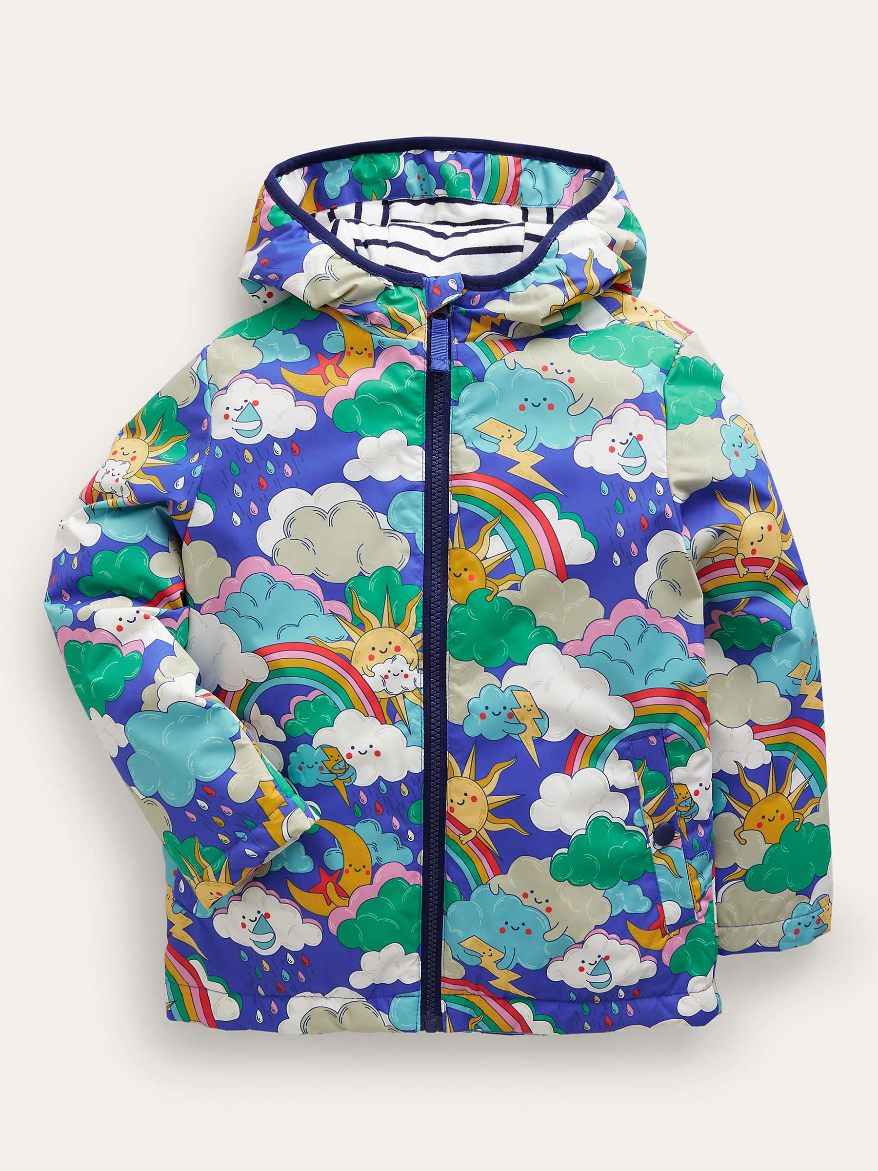 Buy Mini Boden Kids' Rainbow Weather Jersey Lined Anorak, Blue Heron/Multi Online at johnlewis.com