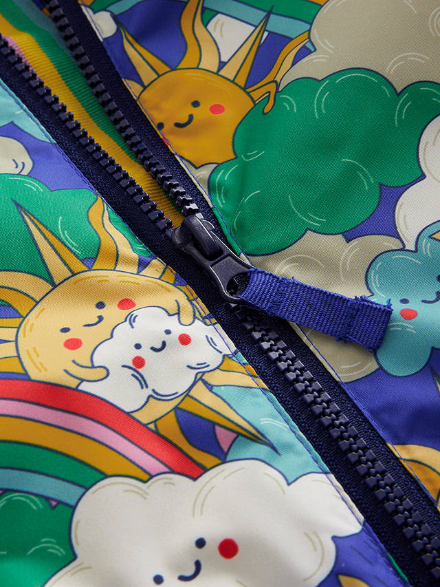 Mini Boden Kids' Rainbow Weather Jersey Lined Anorak, Blue Heron/Multi