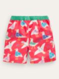 Mini Boden Kids' Seagull Swim Shorts, Cayenne/Eggnog