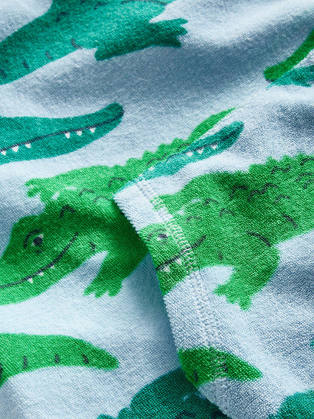 Mini Boden Kids' Crocodile Towelling Throw-On Hooded Robe, Bright Green