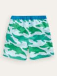 Mini Boden Kids' Crocodile Swim Shorts, Bright Green