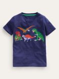 Mini Boden Kids' Small Superstitch Dinosaur T-Shirt, College Navy