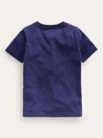 Mini Boden Kids' Small Superstitch Dinosaur T-Shirt, College Navy