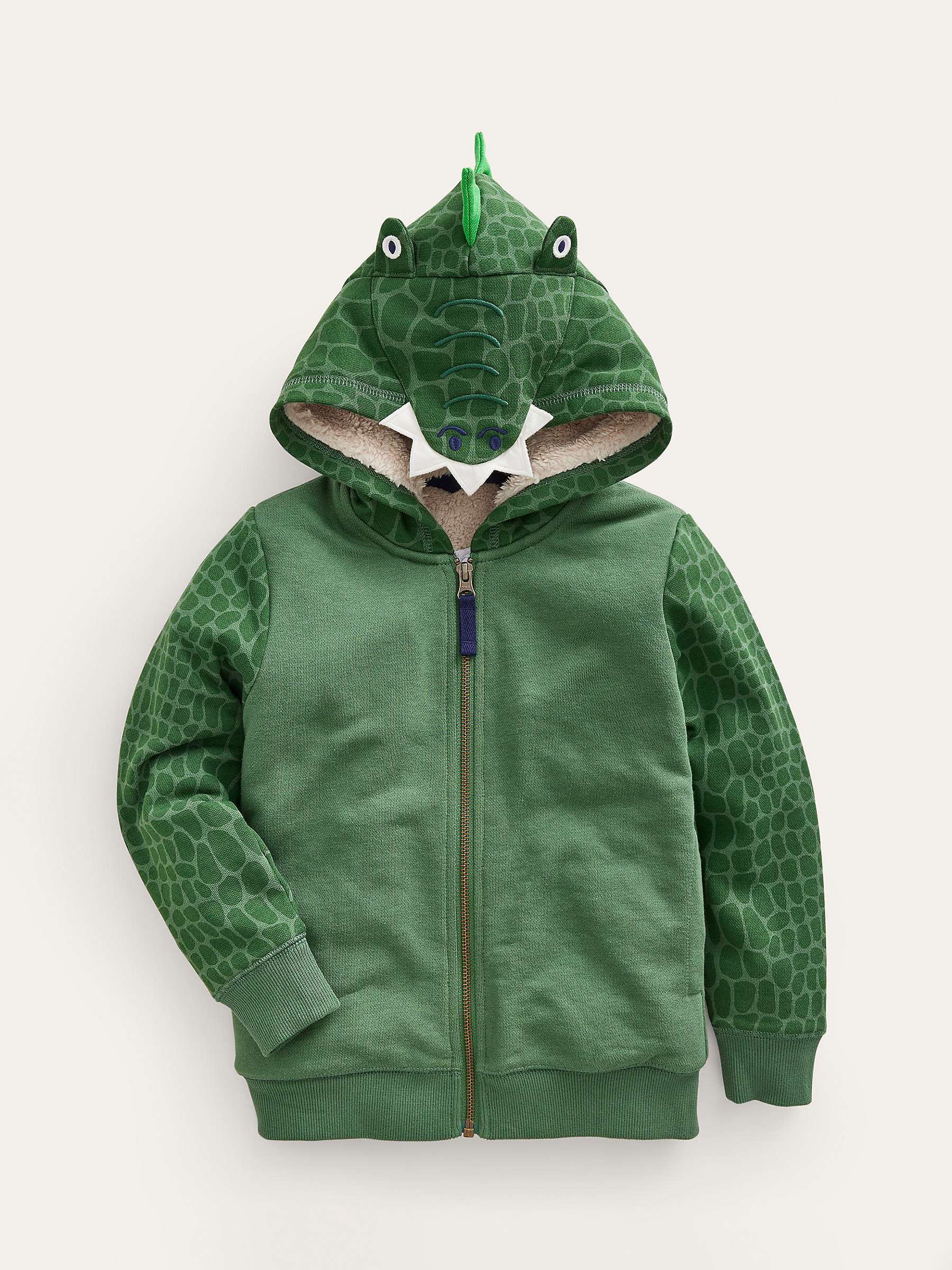 Buy Mini Boden Kids' Novelty Crocodile Zip Through Hoodie, Green Online at johnlewis.com