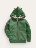 Mini Boden Kids' Novelty Crocodile Zip Through Hoodie, Green, Green