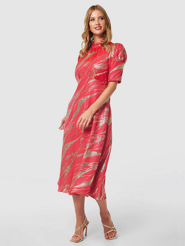 Closet London Jacquard Stripe Dress, Red