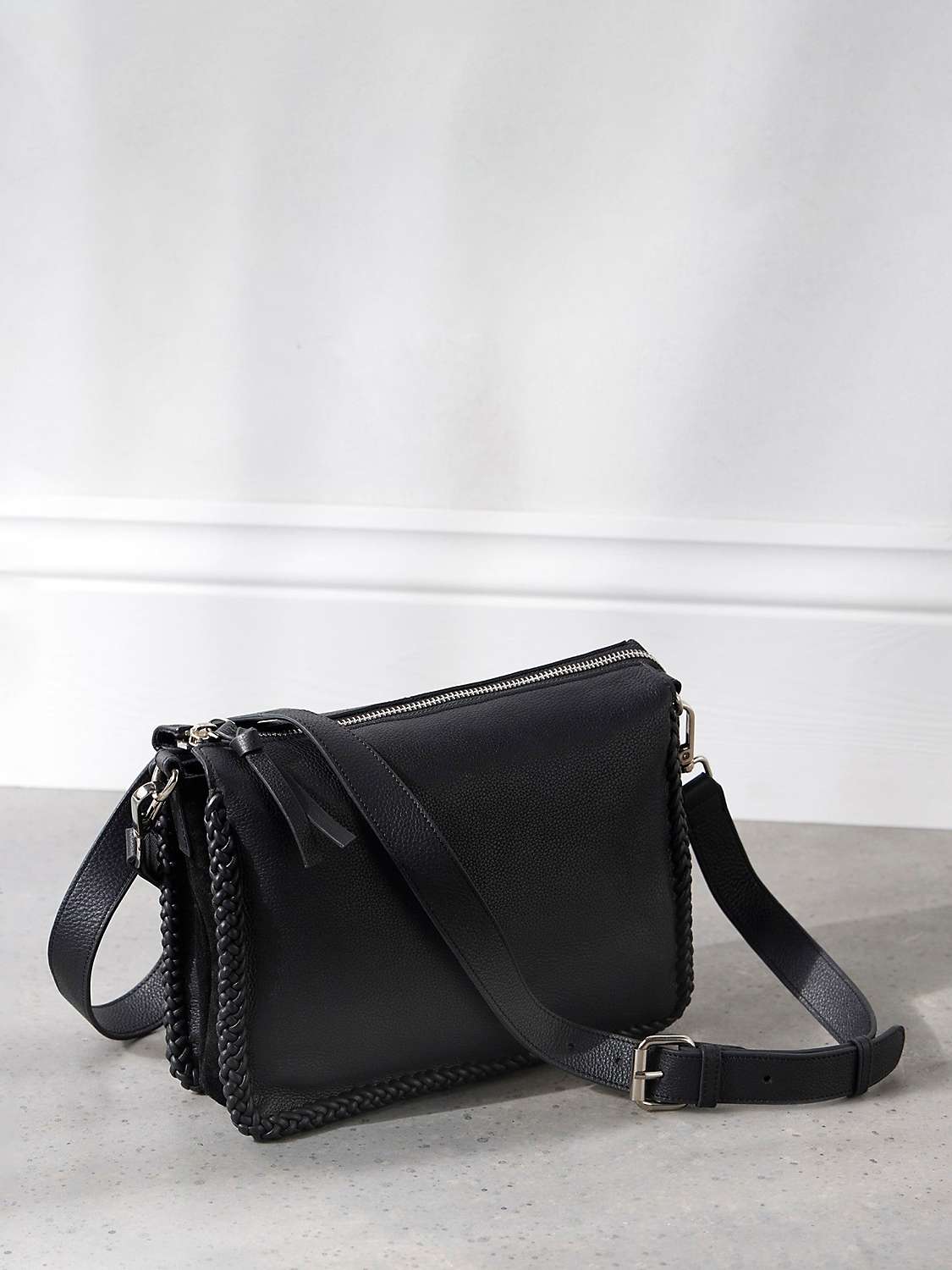 Buy Mint Velvet Leather Cross Body Bag, Black Online at johnlewis.com