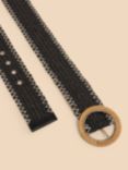 White Stuff Woven Raffia Belt, Black