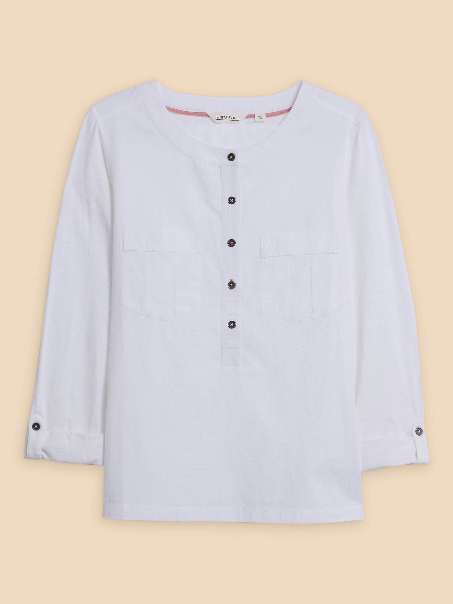 Buy White Stuff Macley Mix Cotton Shirt, Pale Ivory Online at johnlewis.com