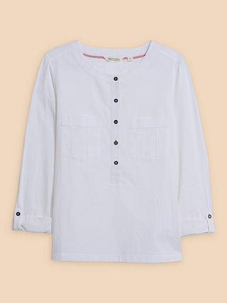 White Stuff Macley Mix Cotton Shirt, Pale Ivory
