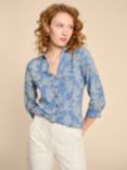 White Stuff Annie Leaf Print Shirt, Blue